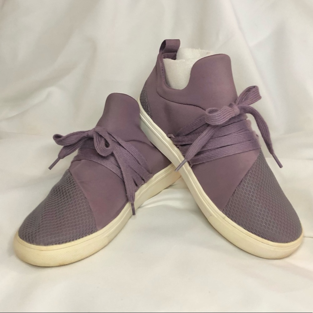Women’s Lilac High-Top Sneakers - Casual Lace-Up Comfort